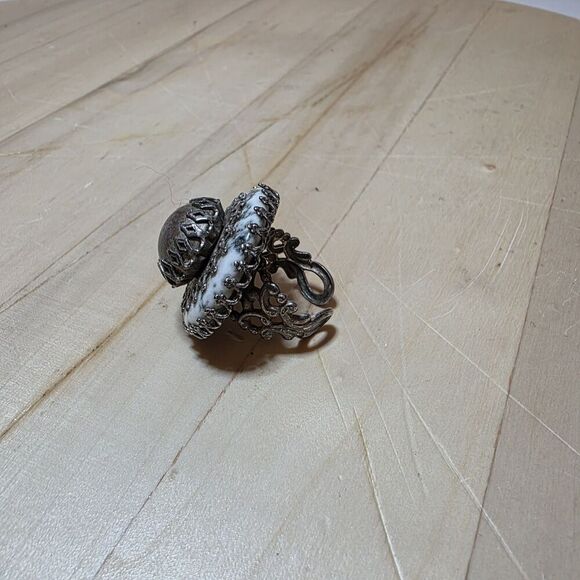 Vintage Ollipop USA Adjustable Fashion Designer Ornate Statement Cocktail Ring - Picture 3 of 12